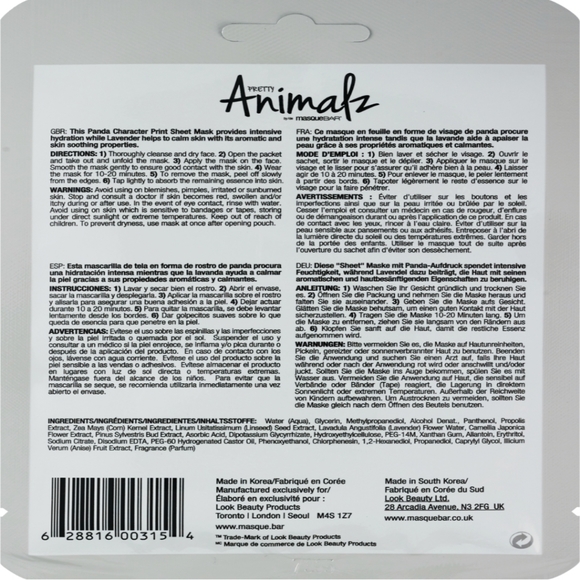 🍭7/$15 Pretty Animalz by Masque Bar Sheet Mask Calming Panda - Picture 5 of 8